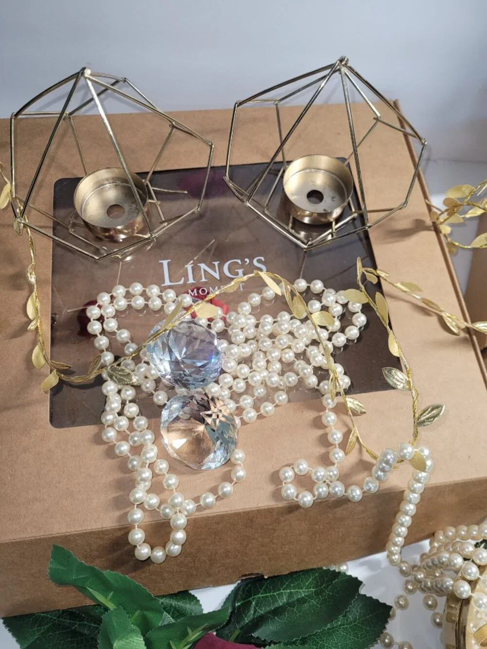 Lot of Roses Pearls Gems Tealight Holders & More Wedding Halloween Decor